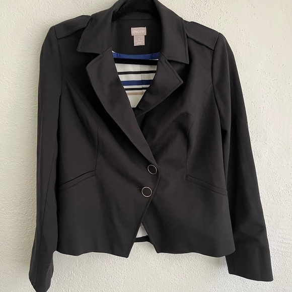 CHICO’S Woman Black Classic Bottoms Work Blazer, Size Small - Picture 1 of 6